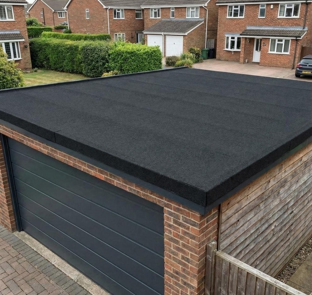 Completed EPDM flat roof on a residential home extension